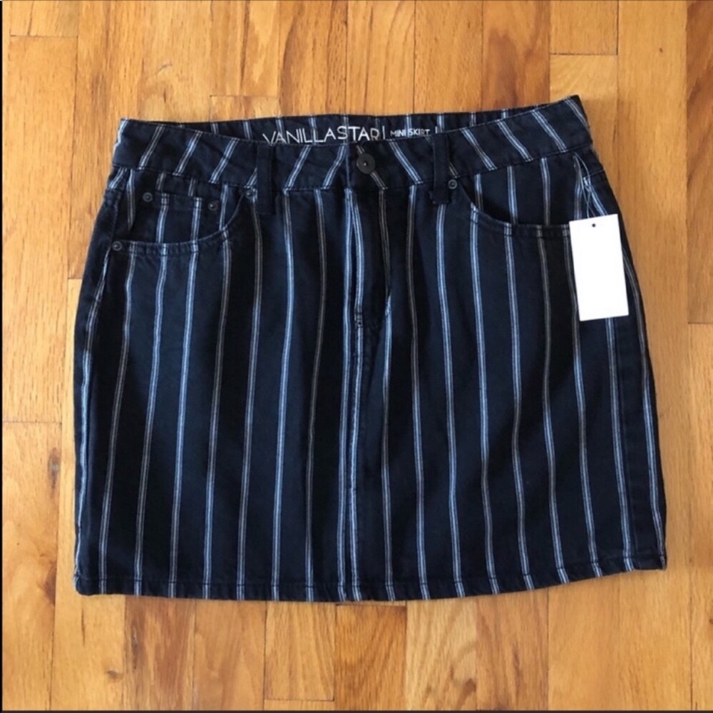 Pin Stripe Mini Jean Skirt